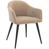 Set van 2 stoelen BIBO - met armleuningen - Fluweel en metaaleffect - Beige L 57.5 cm x H 73 cm x D 54 cm