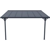 Aanleunende pergola in aluminium 13,2m² antraciet ALVARO - L436xD305xH240/285 cm