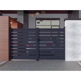 Vente-unique Draaihek van aluminium - Antraciet - L305xH183 cm - PRIMO