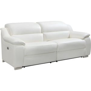 Vente-unique - Relaxsofa elektrisch 3-Sitzer - Leder - Elfenbeinfarben - arena iii