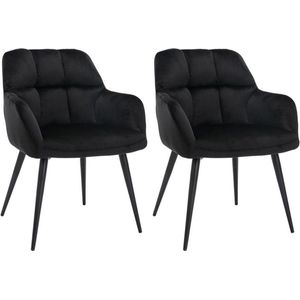 Set van 2 stoelen PEGA - Met armleuningen - Fluweel en metaal - Zwart - van Pascal Morabito