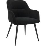 Set van 2 stoelen HEKA - Met armleuningen - Stof en metaal - Zwart L 59.5 cm x H 78 cm x D 61 cm