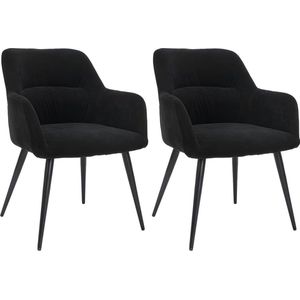 Set van 2 stoelen HEKA - Met armleuningen - Stof en metaal - Zwart L 59.5 cm x H 78 cm x D 61 cm