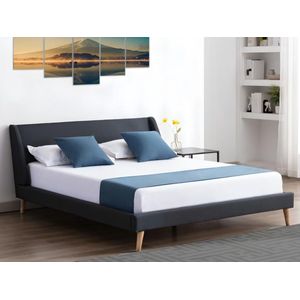 Bed - 160 x 200 cm - Stof - Antraciet - BENEDICTE L 172 cm x H 87 cm x D 211 cm