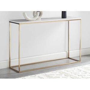 PASCAL MORABITO Design sidetable ARETHA - Marmer en metaal - Wit en goudkleurig - van Pascal Morabito L 120 cm x H 76 cm x D 35 cm