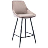 Vente-unique - Set van 2 Barkrukken MASURIE - Taupe - Fluweel - Metaal