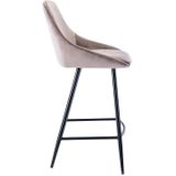 Vente-unique - Set van 2 Barkrukken MASURIE - Taupe - Fluweel - Metaal