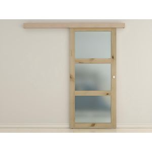 Schuifdeur ACOSTA met 3 ramen - H205xB83cm - Natuurlijk MDF L 83 cm x H 205 cm x D 3.5 cm