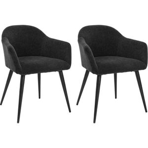 Set van 2 stoelen BIBO - met armleuningen - Fluweel en metaaleffect - Zwart
