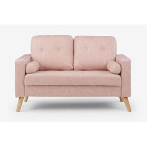 TATUM 2-zitsbank van stof met woleffect - Trendy Scandinavische stijl - Inclusief 2 sierkussens - Afneembare hoezen