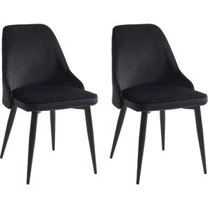 Set van 2 stoelen EZRA - Fluweel en metaal - Zwart
