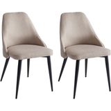 Set van 2 stoelen EZRA - Stof en metaal - Roomkleur