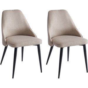 Set van 2 stoelen EZRA - Stof en metaal - Roomkleur L 53 cm x H 86 cm x D 59 cm