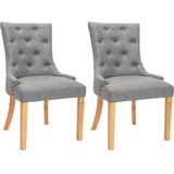 Set van 2 stoelen JOLIA - Stof en houten poten - Grijs