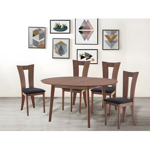 Ovale uitschuifbare eettafel TIFFANY - 4 à 6 personen - Massief beuken - Noten L 150 cm x H 76 cm x D 120 cm