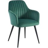 Set van 2 stoelen met armleuningen ELEANA - Fluweel & zwart metaal - Groen L 58 cm x H 82 cm x D 59 cm
