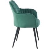 Set van 2 stoelen met armleuningen ELEANA - Fluweel & zwart metaal - Groen L 58 cm x H 82 cm x D 59 cm