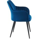 Set van 2 stoelen met armleuningen ELEANA - Fluweel & zwart metaal - Blauw L 58 cm x H 82 cm x D 59 cm