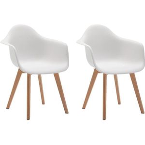 Set van 2 stoelen met armleuningen VIXI - polypropyleen en beuk - Wit L 63.5 cm x H 84 cm x D 57 cm