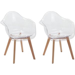 Set van 2 stoelen met armleuningen VIXI - Polycarbonaat en beuk - Transparant