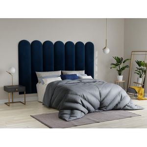 Wandpaneel voor hoofdeinde JAPI - 210 cm - Fluweel - Blauw - van Pascal Morabito