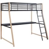 Hoogslaper MALICIA - 90 x 190 cm - Met hoekbureau - Zwart en Eiken