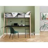 Hoogslaper MALICIA - 90 x 190 cm - Met hoekbureau - Zwart en Eiken