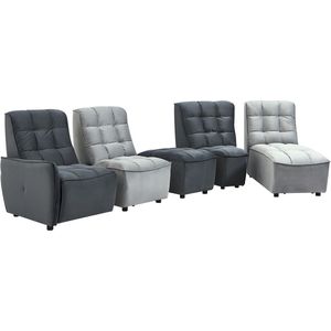 Vente-unique - Ecksofa mit Relaxfunktion verstellbar - Samt - Hellgrau & Anthrazit - alford