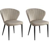 Set van 2 stoelen CRUSTI - Fluweel en metaal - Beige L 58 cm x H 78 cm x D 59 cm