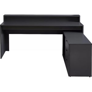 Gamehoekbureau NEHA - Antracietgrijs - MDF - Met Opbergruimte en Ledverlichting