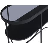 Consoletafel met 1 plank van metaal en gerookt glas - Zwart en transparant - PRETORIA