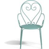 Set 4 metalen tuinfauteuils met smeedijzer aspect - amandelgroen - GUERMANTES