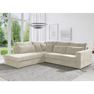 Mondovi Ribfluwelen Hoekbank - Beige - Hoek links - XXL-formaat - Zachtheid en Comfort