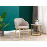 Set van 2 stoelen - Stof en hevea hout - Beige - JELISA L 54 cm x H 79 cm x D 56 cm