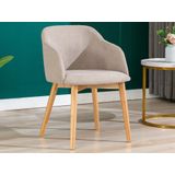 Set van 2 stoelen - Stof en hevea hout - Beige - JELISA L 54 cm x H 79 cm x D 56 cm