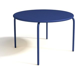 MYLIA Ronde tuintafel MIRMANDE - Metaal - D. 110 cm - Donkerblauw L 110 cm x H 74 cm x D 110 cm