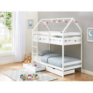 Stapelbed  2 x 90 x 190 cm - 2 laden - Grenen - Wit - CHORI