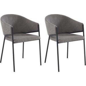 Set van 2 stoelen met stoffen en metalen armleuningen - Grijs - ORDIDA - van Pascal Morabito