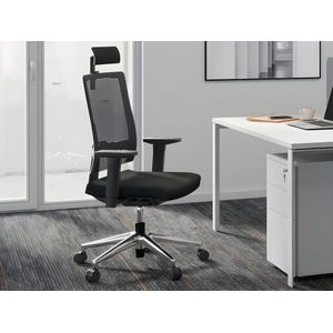 Professionele ergonomische bureaustoel - Met hoofdsteun - Stof - Zwart - WALLSTREET