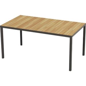 MYLIA Tuintafel in acaciahout en antraciet aluminium - 6 personen - L. 160 cm - MILIES L 160 cm x H 76 cm x D 90 cm