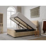 Bed met opbergruimte 160 x 200 cm - Stof - Beige - SERENA II