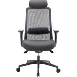 Ergonomische bureaustoel - Met hoofdsteun - Nylon en stof - Grijs - BANKANO L 65 cm x H 115 cm x D 60 cm