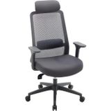 Ergonomische bureaustoel - Met hoofdsteun - Nylon en stof - Grijs - BANKANO