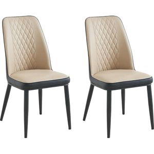 Set van 2 stoelen in kunstleer en metaal - Beige en antraciet - MILDURA L 46 cm x H 94 cm x D 56.5 cm