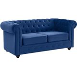 Chesterfield Tweezitsbank - Fluweel - Koningsblauw - Trendy en Comfortabel