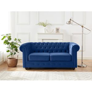 Vente-unique - Sofa 2-Sitzer - Samt - Dunkelblau - chesterfield