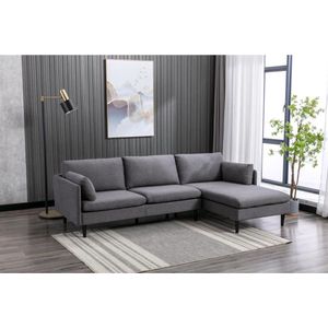 Omkbeerbare hoekbank van stof - Grijs - MAKAO L 258 cm x H 81 cm x D 163 cm