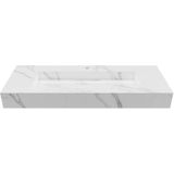 Hangende solid surface wastafel in wit marmer effect TAKOTNA - L.120.2 x B.45.2 x H.8 cm