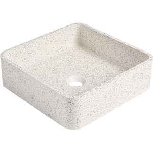Shower & Design Vierkante wastafel om te plaatsen van terrazzo - L39 x B39 cm - STOCHI L 39 cm x H 12 cm x D 39 cm