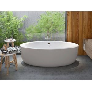 Vente-unique Ovaal losstaand bad - 251L - 185 x 90 x 58 cm - Wit - Acryl - MARMATI L 185 cm x H 58 cm x D 90 cm